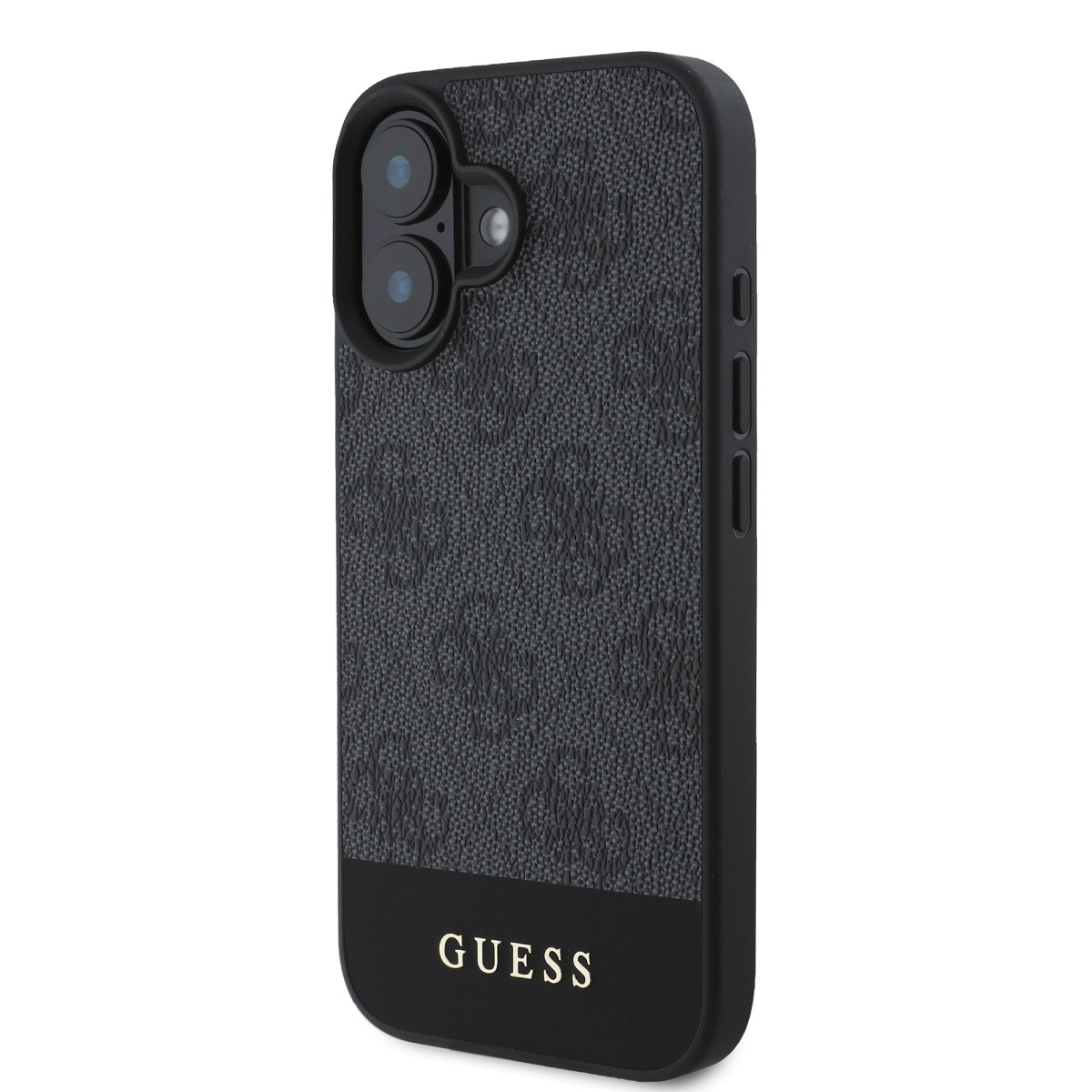 Zadní kryt Guess PU 4G Stripe pro Apple iPhone 16, šedá