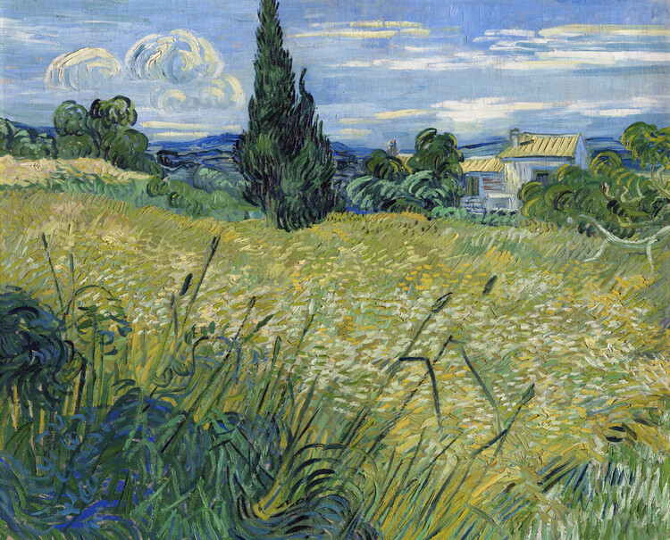 Vincent van Gogh Obrazová reprodukce Green Wheat Field with Cypress (1889), Vincent van Gogh, 40 × 30 cm