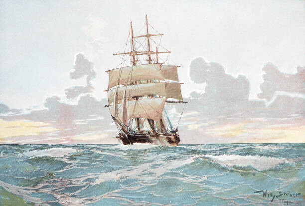 clu Ilustrace Sailing ship at the Cape of Good Hope, clu, 40 × 26.7 cm