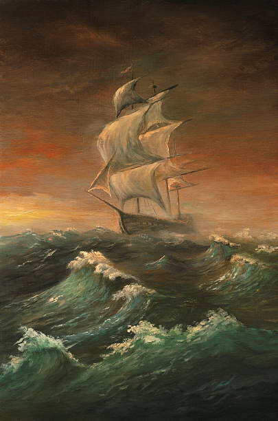 Pobytov Ilustrace The rough sea, Pobytov, 26.7 × 40 cm