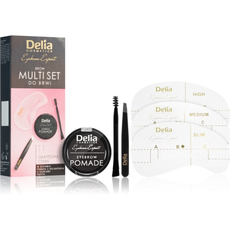 Delia Cosmetics Eyebrow Expert Zest sada na úpravu obočí odstín 1.1 Graphite Black 1 ks