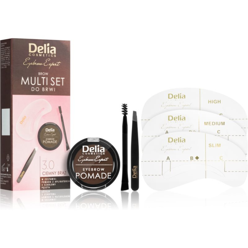 Delia Cosmetics Eyebrow Expert Zest sada na úpravu obočí odstín 3.0 Dark Brown 1 ks