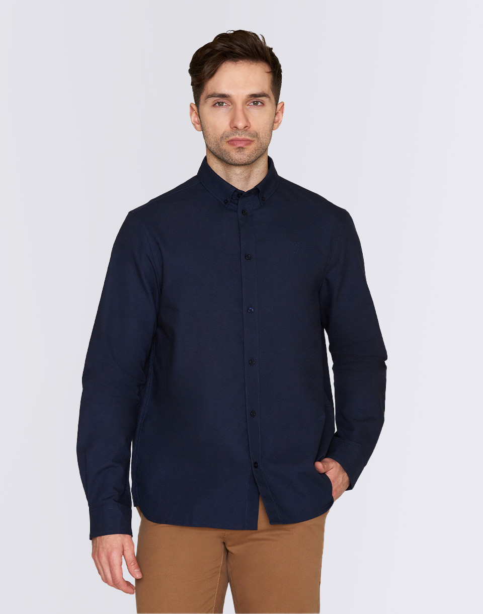 Knowledge Cotton Harald Oxford Shirt 1001 Total Eclipse S