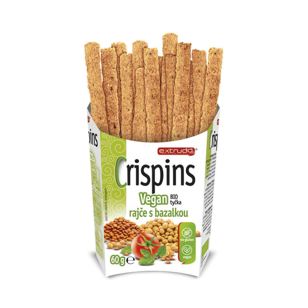 Tyčinka Crispins Vegan rajče s bazalkou 60 g BIO   EXTRUDO