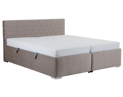 Postel Morty 180x200 cm, béžová látka, s matracemi
