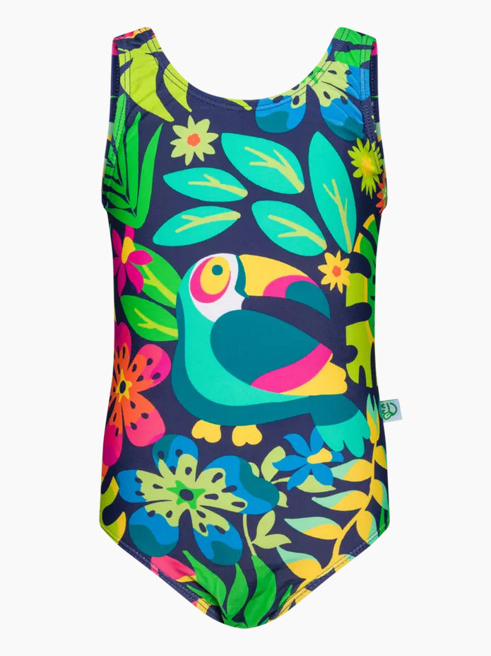 Veselé dívčí plavky Dedoles Tukan v džungli (D-K-BW-OPS-C-RP-1587) 2-4 roky