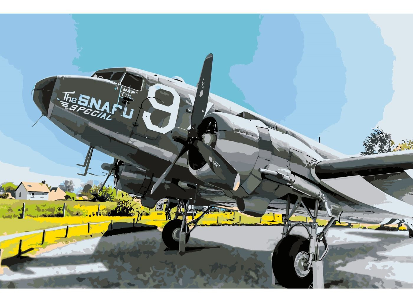 MALUJEŠ Malování podle čísel - VOJENSKÉ LETADLO Rozměr: 40x60 cm, Rámování: bez rámu a bez vypnutí plátna