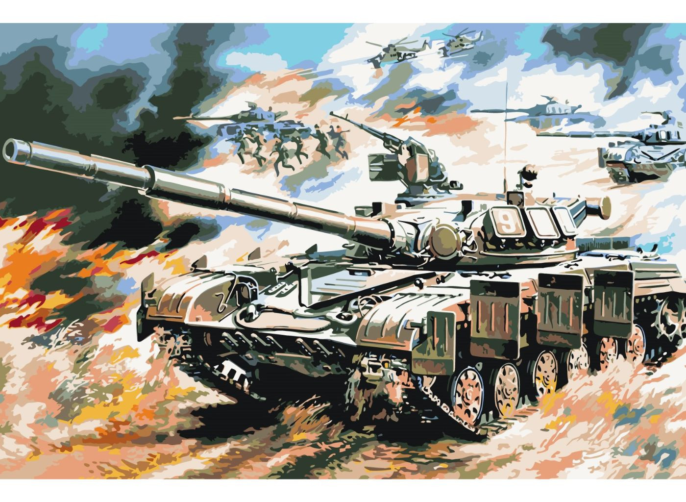 MALUJEŠ Malování podle čísel - TANK Rozměr: 40x60 cm, Rámování: bez rámu a bez vypnutí plátna