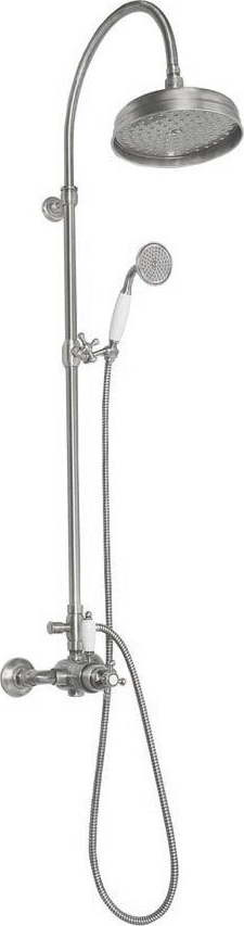 Mosazný sprchový set v matně stříbrné barvě s termostatickou baterií s hlavovou sprchou a ruční sprchou 142 cm Antea – Sapho