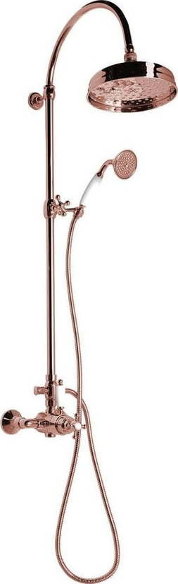 Růžový mosazný sprchový set s termostatickou baterií s hlavovou sprchou a ruční sprchou 142 cm Antea – Sapho