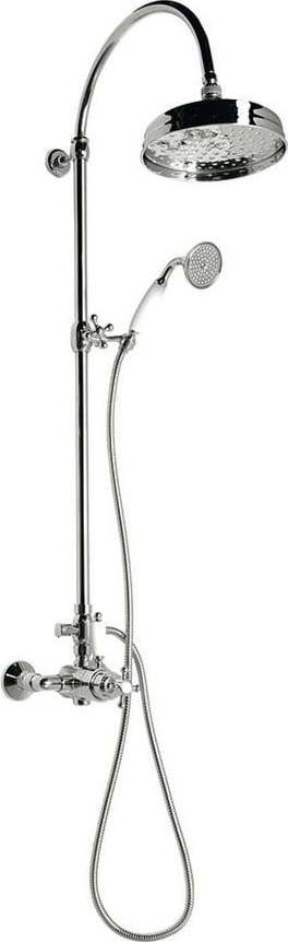 Mosazný sprchový set v leskle stříbrné barvě s termostatickou baterií s hlavovou sprchou a ruční sprchou 142 cm Antea – Sapho