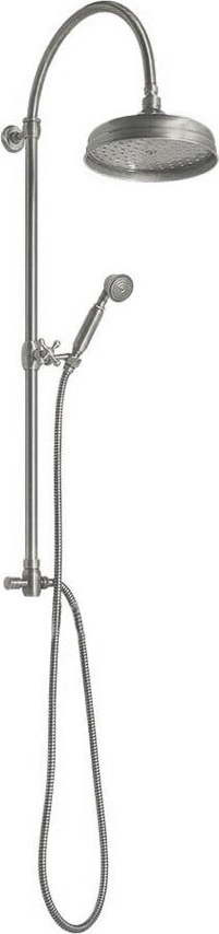 Mosazný sprchový set v matně stříbrné barvě s hlavovou sprchou a ruční sprchou 142 cm Antea – Sapho