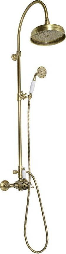 Mosazný sprchový set v bronzové barvě s termostatickou baterií s hlavovou sprchou a ruční sprchou 142 cm Antea – Sapho