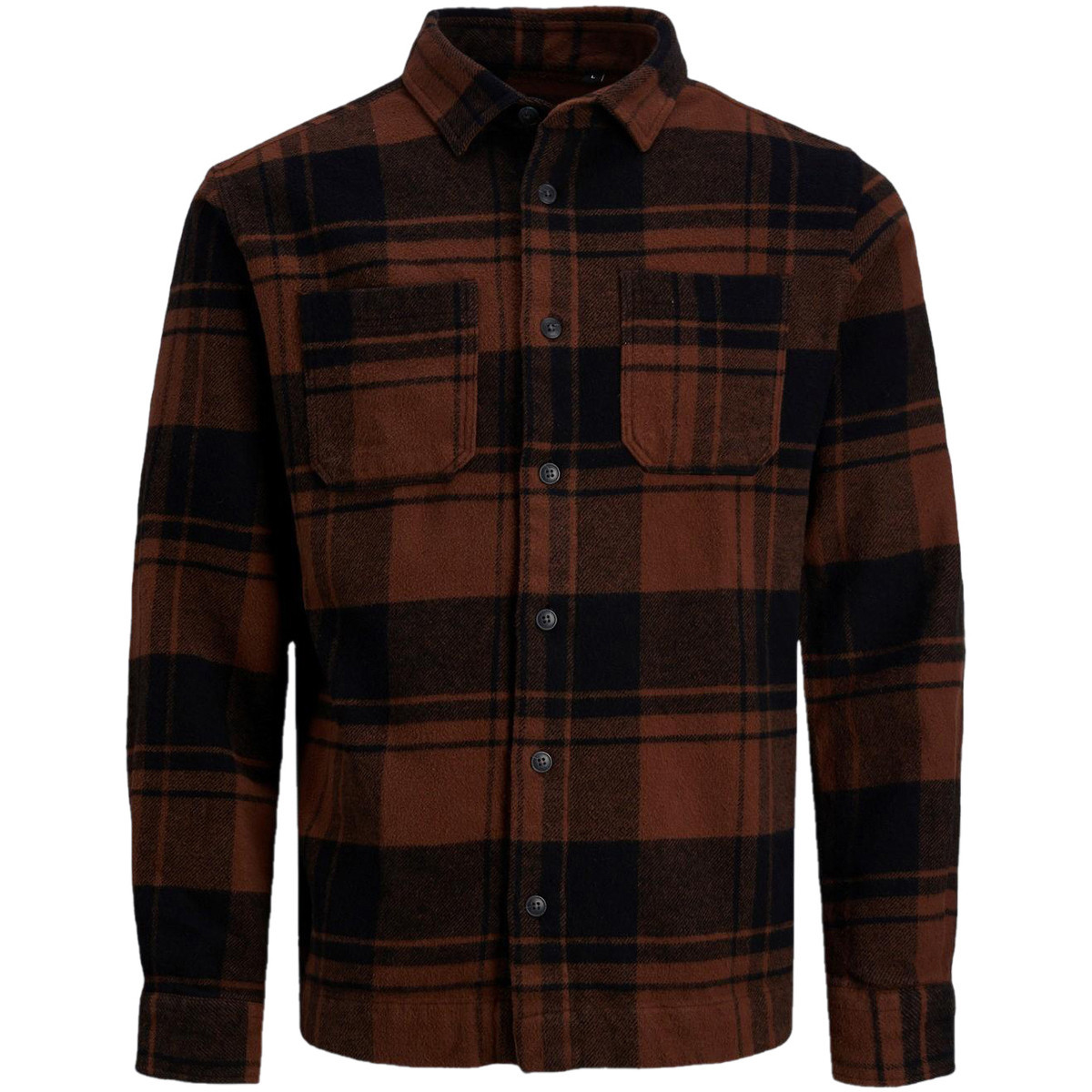 Jack & Jones  JJELOGAN CHECK OVERSHIRT L/S SN - 12211401  Hnědá