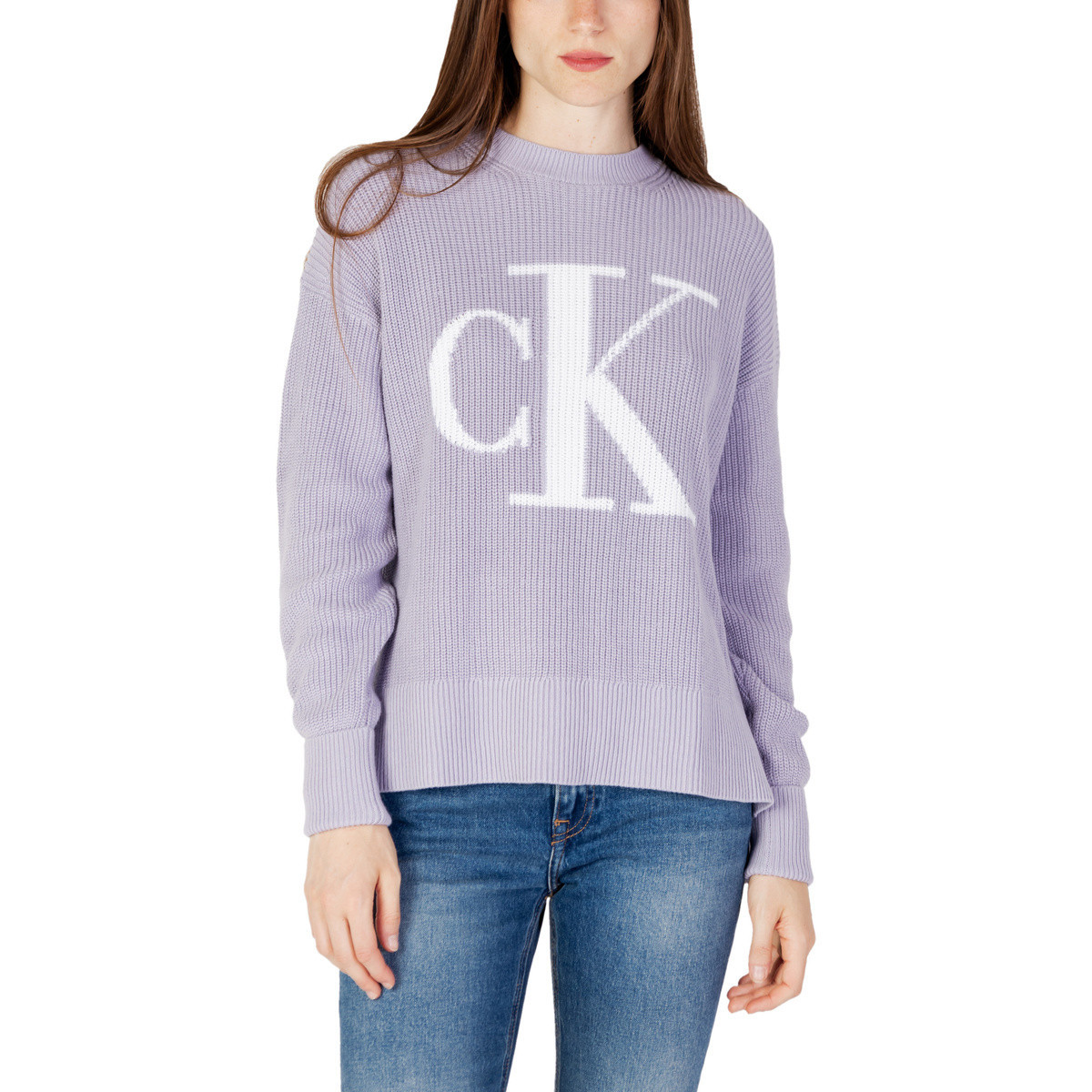 Calvin Klein Jeans  J20J221347 - CK INTARSIA LOOSE  Fialová