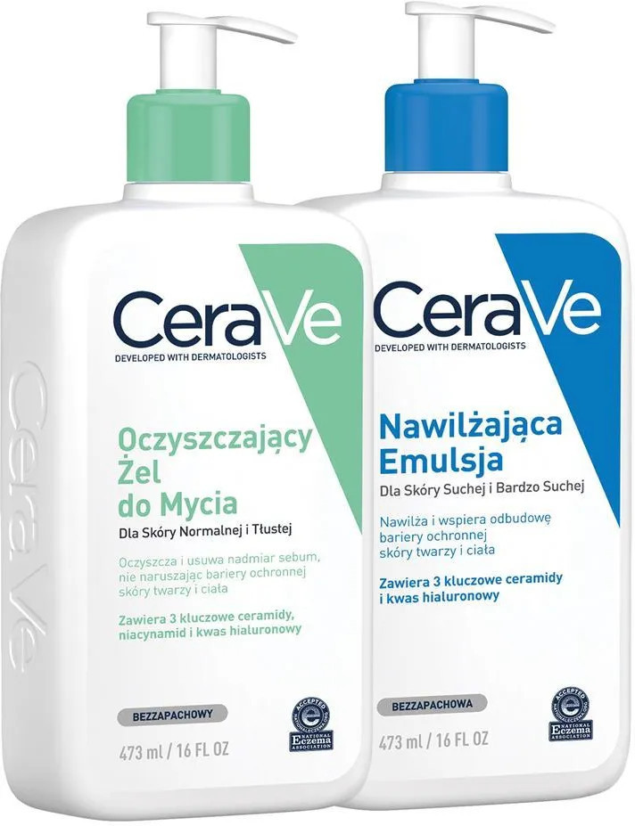 CeraVe Sada čisticí mycí gel a hydratační emulze 2 x 473 ml