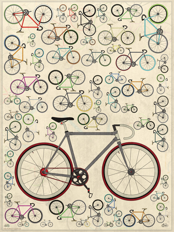 Wyatt 9 Ilustrace Fixie Bicycles, Wyatt 9, 30 × 40 cm