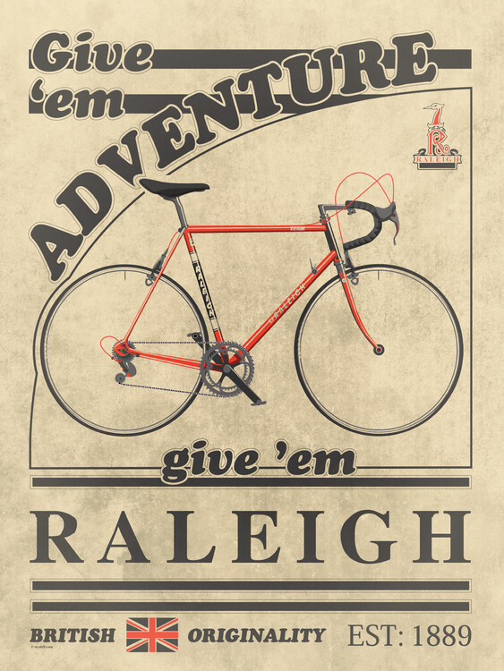 Wyatt 9 Ilustrace Raleigh Bicycle Vintage Style Advert, Wyatt 9, 30 × 40 cm