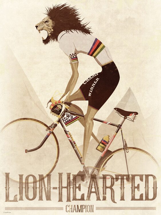 Wyatt 9 Ilustrace Lion On a Bicycle, Wyatt 9, 30 × 40 cm