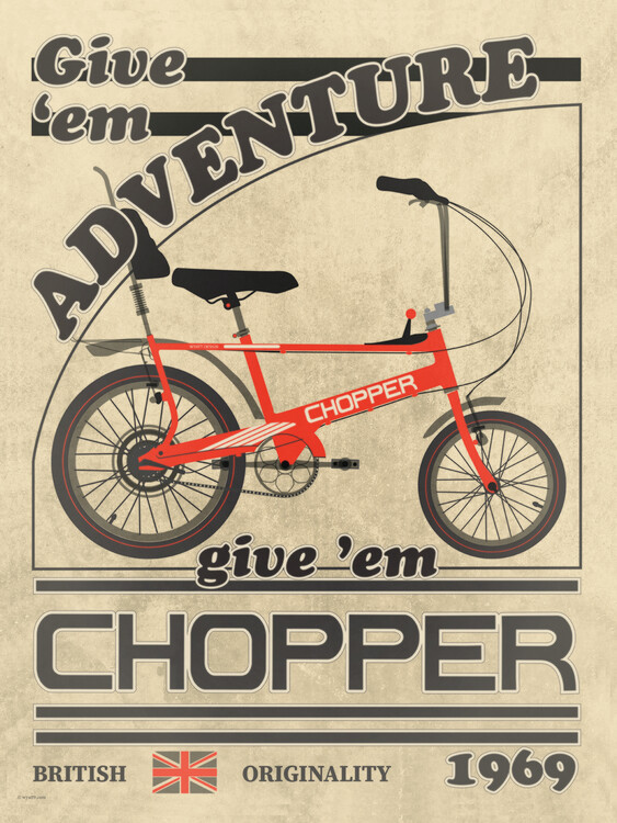 Wyatt 9 Ilustrace Chopper Bicycle Vintage, Wyatt 9, 30 × 40 cm