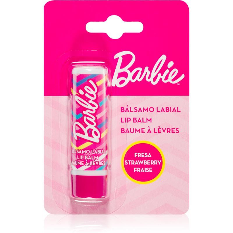 Barbie Lip Balm Strawberry balzám na rty s jahodovou příchutí pro děti 4 g