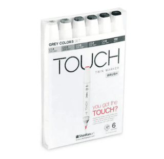 TOUCH Twin Brush Marker 6ks, šedá Cool