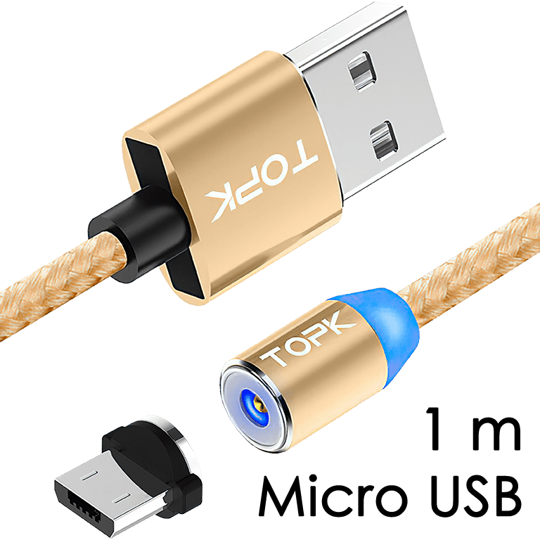 M5 - Magnetický USB kabel - Zlatý - Micro USB - 1 m