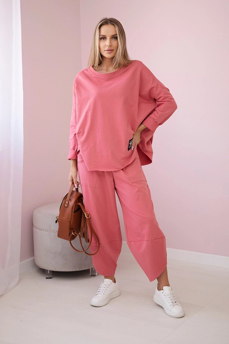 Sada bavlněné mikiny a kalhot v barvě maliny