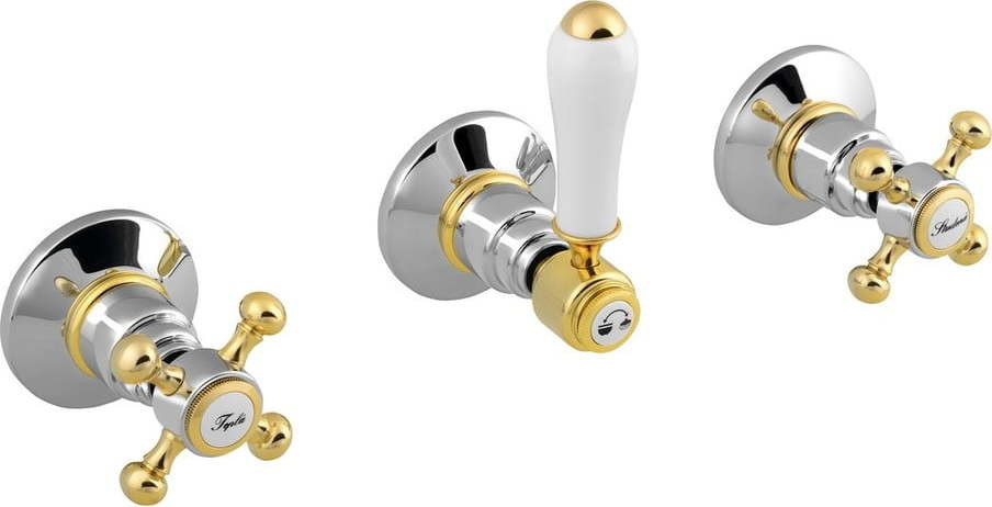 Podomítková sprchová baterie v leskle stříbrno-zlaté barvě (2 výstupy) Antea – Sapho