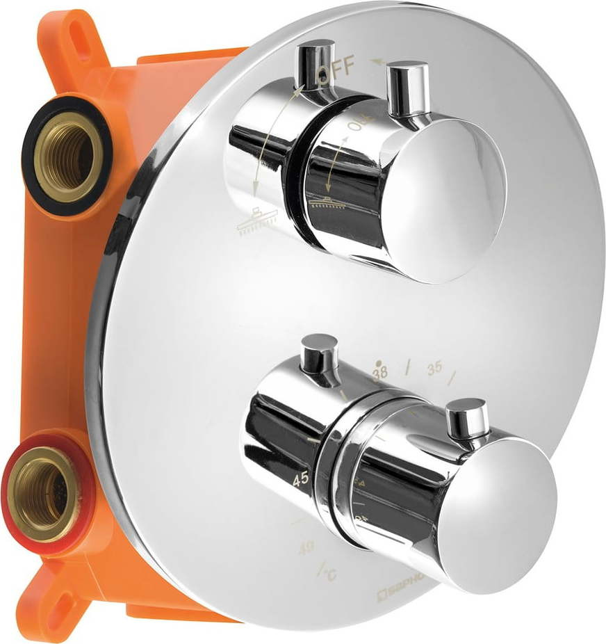 Podomítková sprchová baterie v leskle stříbrné barvě (2 výstupy) – Sapho