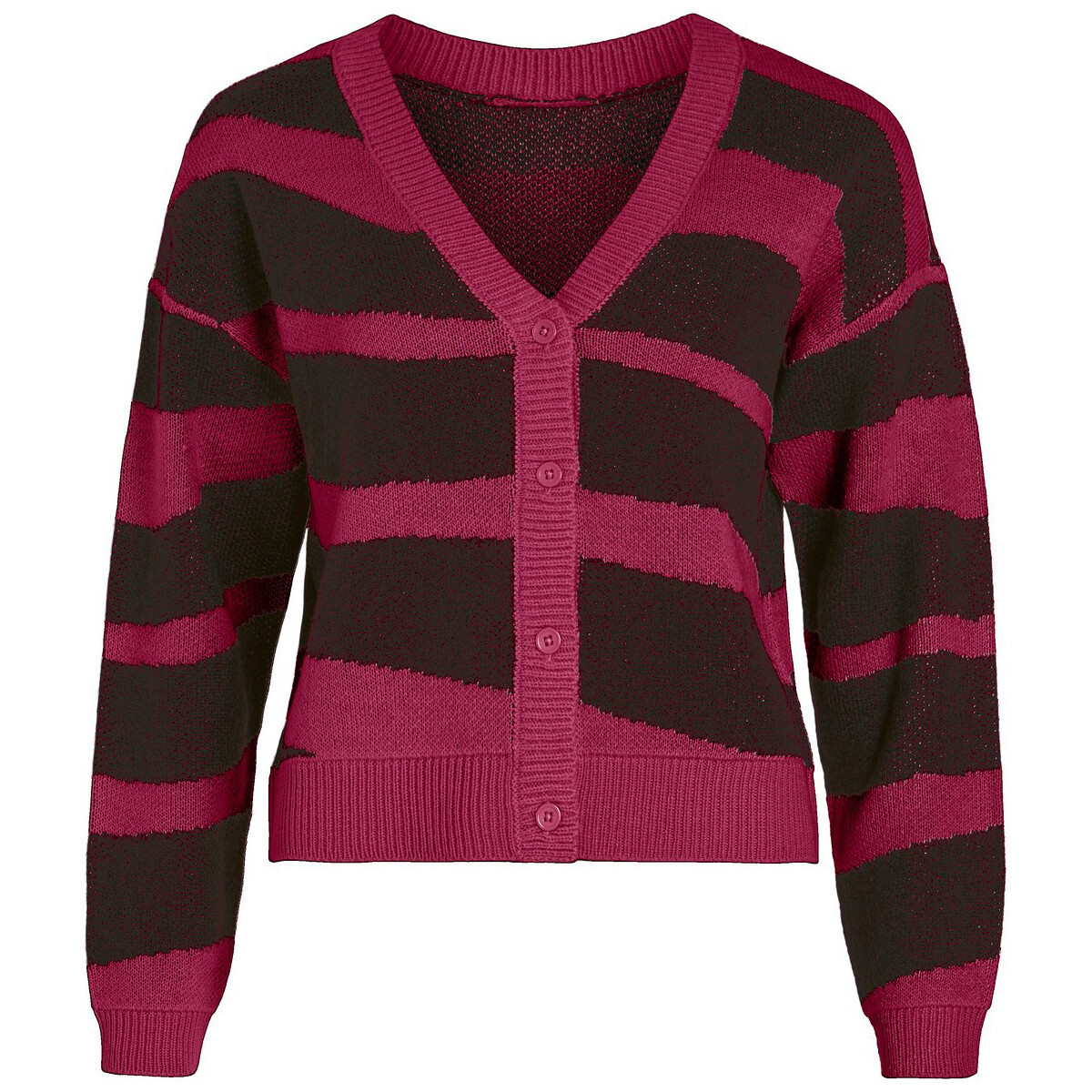 Vila  VILAVA REV L/S JACQUARD KNIT CARDIGAN/PB 14087503  Červená