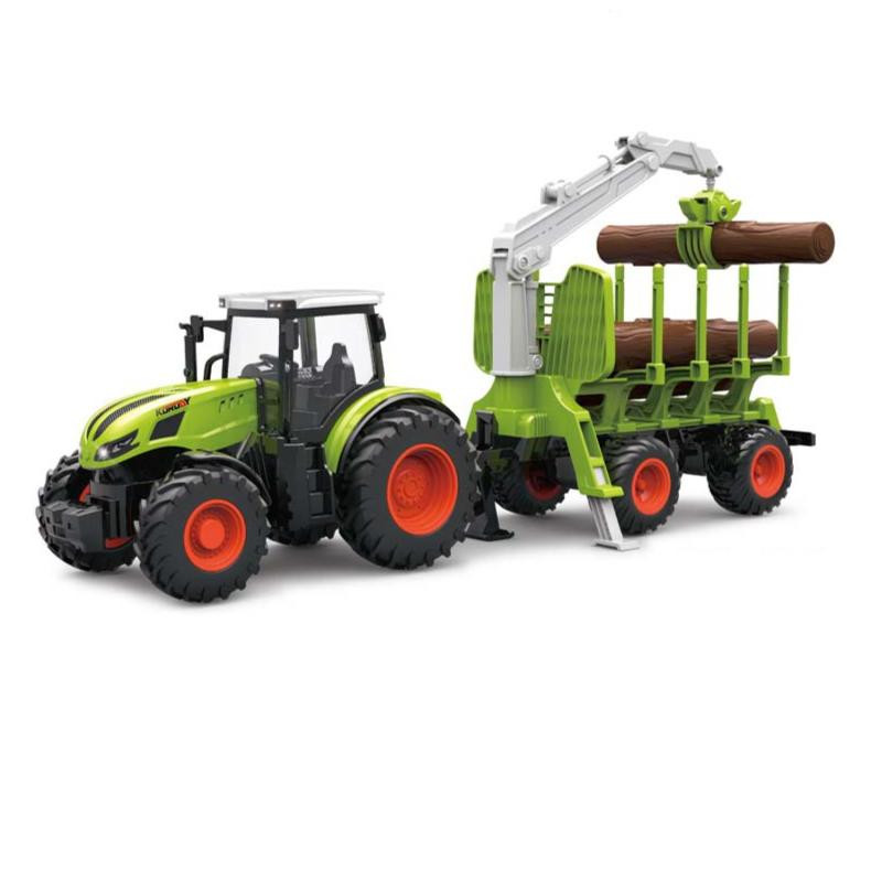 Korody RC Traktor 2,4 Ghz s vozíkem na dřevo, světla, zvuk 1:24