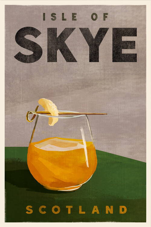 The Whiskey Ginger Ilustrace Travel Poster Cocktail Scotland, The Whiskey Ginger, 26.7 × 40 cm