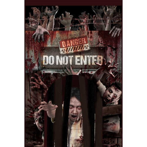 Halloweenská dekorace na dveře se závěsem - Zombie