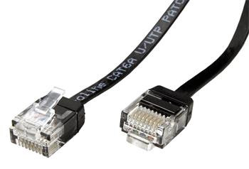 Roline UTP patchkabel kat. 6a, tenký, plochý, 1,5m, černý
