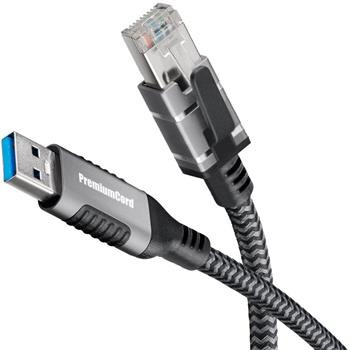 PremiumCord Ethernetový kabel USB3.2 -> LAN RJ45 10/100/1000 MBIT délka 3m