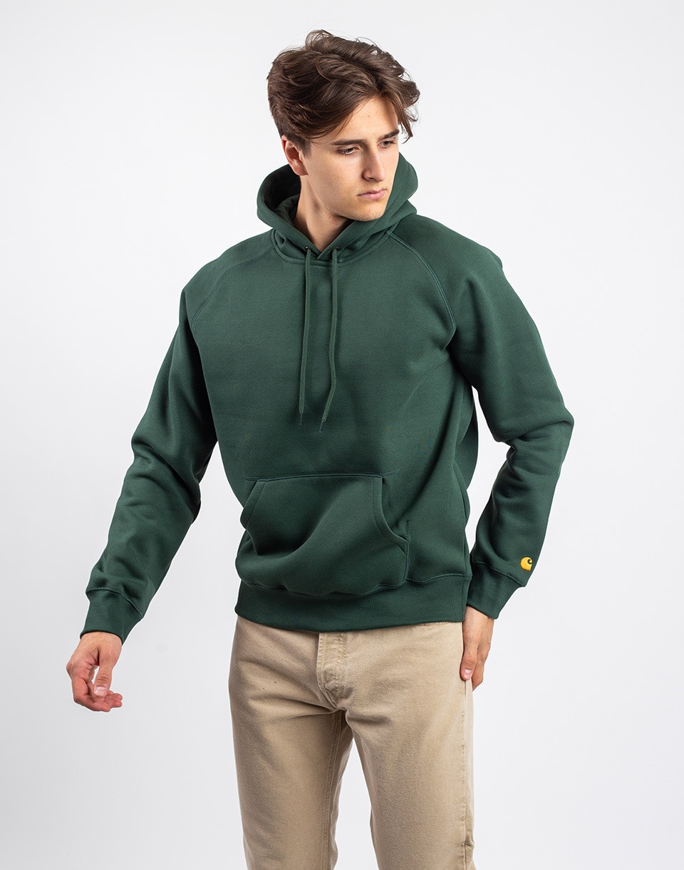 Carhartt WIP Hooded Chase Sweat Sycamore Tree / Gold S