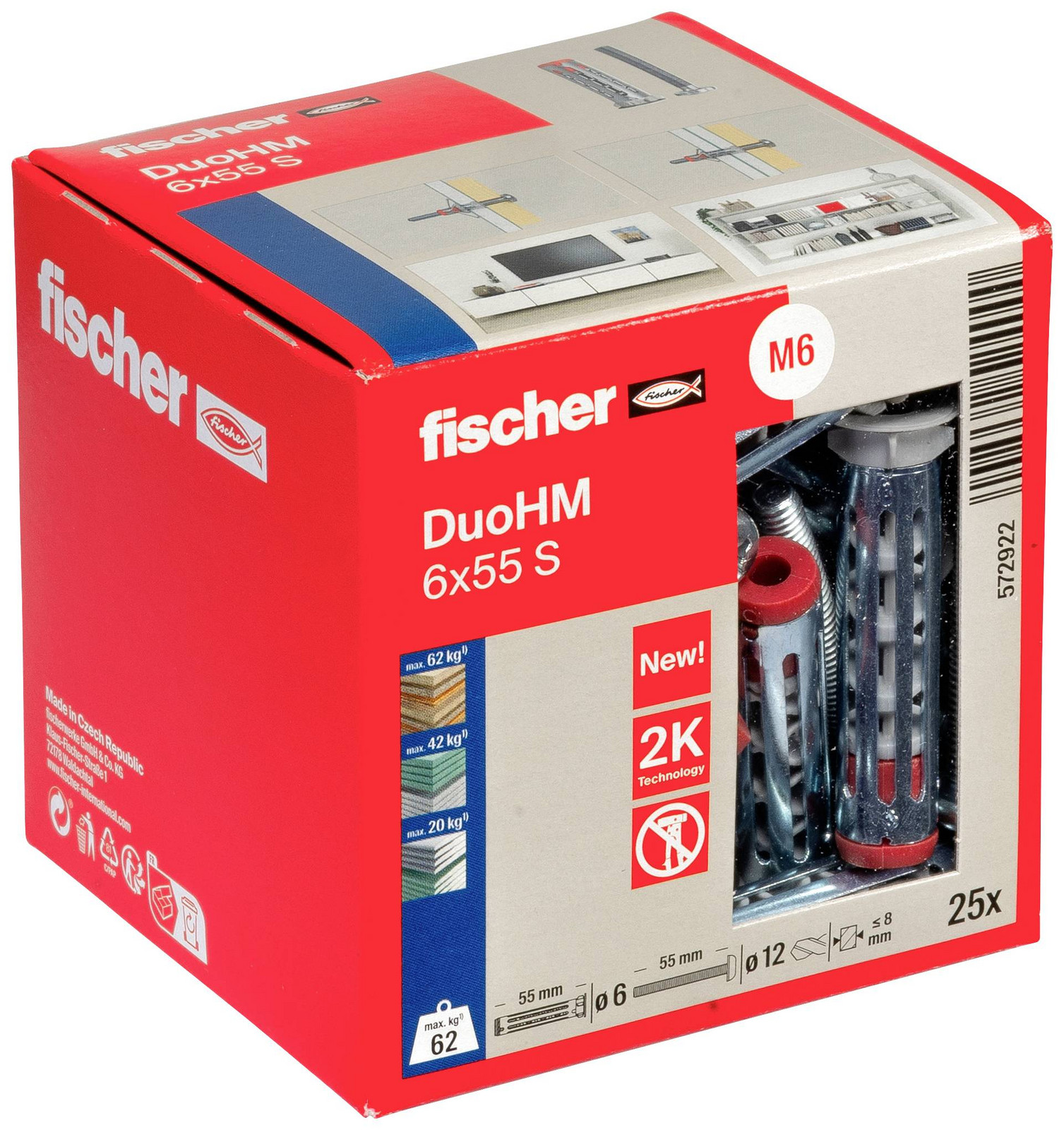 Fischer DuoHM 6x55 S PH PZ hmoždinka do dutin 55 mm 572922 25 ks