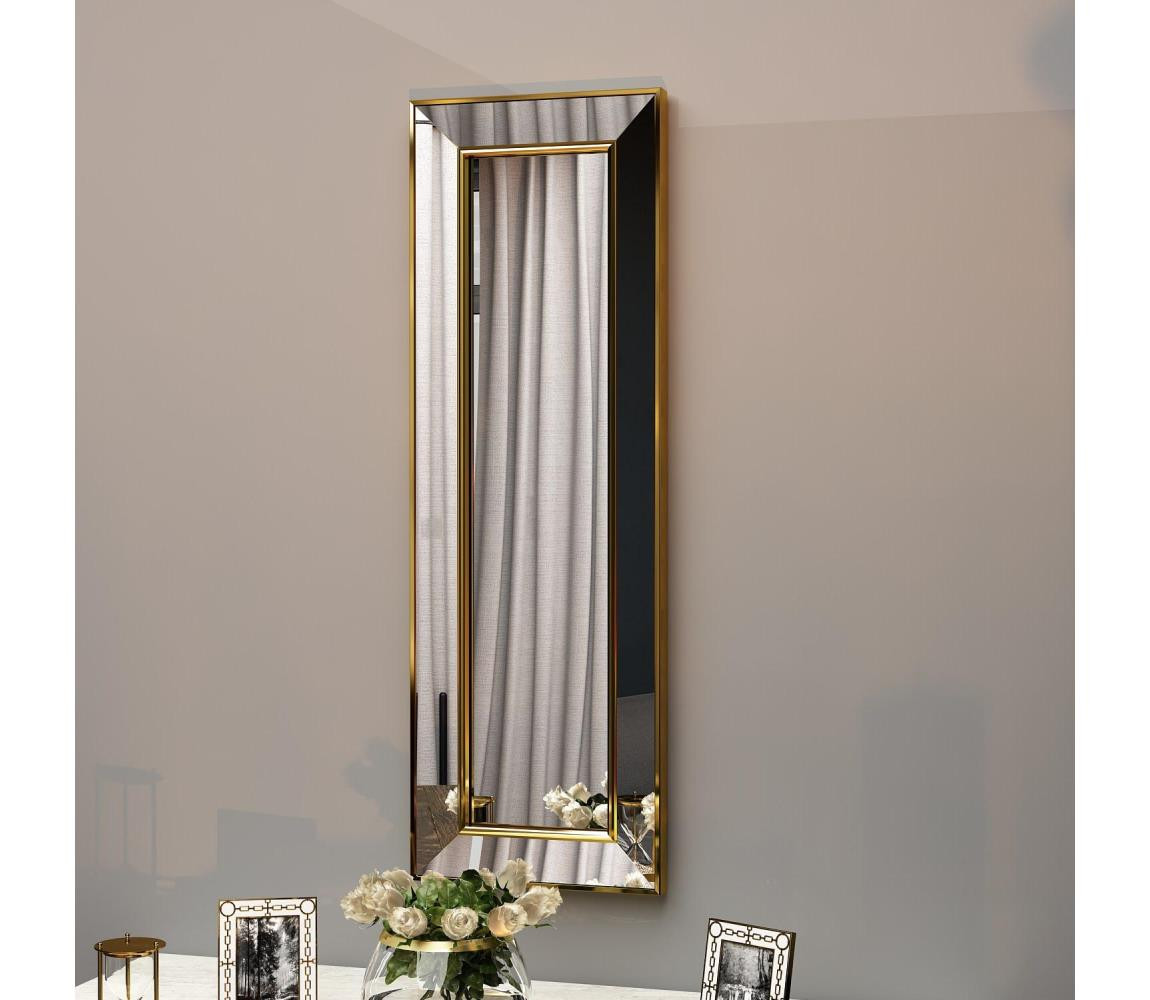 Nástěnné zrcadlo CARLOS 90x30 cm zlatá