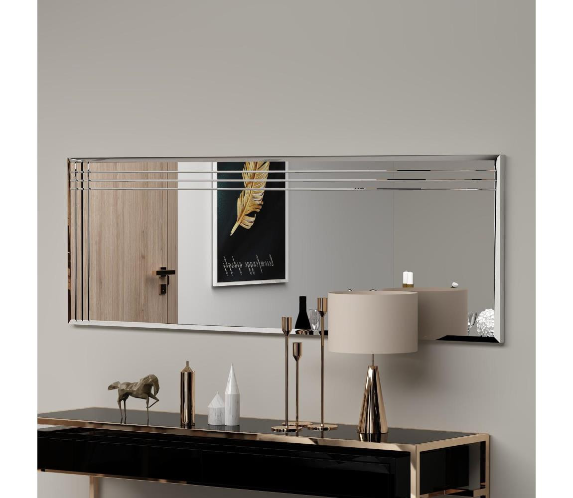 Nástěnné zrcadlo TRIO 120x40 cm chrom