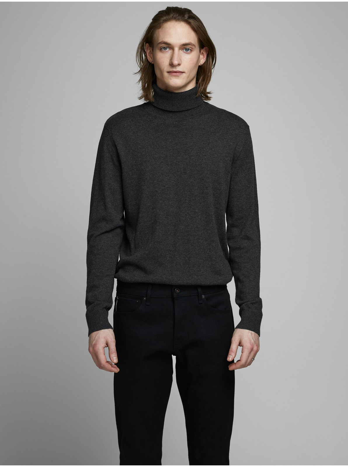 Šedý basic rolák Jack & Jones Emil - Pánské