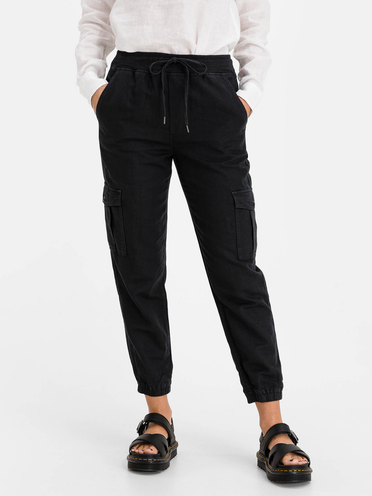 GAP Kalhoty linen pull on cargo jogger - Dámské