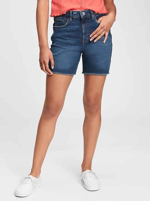 GAP Dětské kraťasy teen denim sky high rise midi shorts with Washwell - Holky