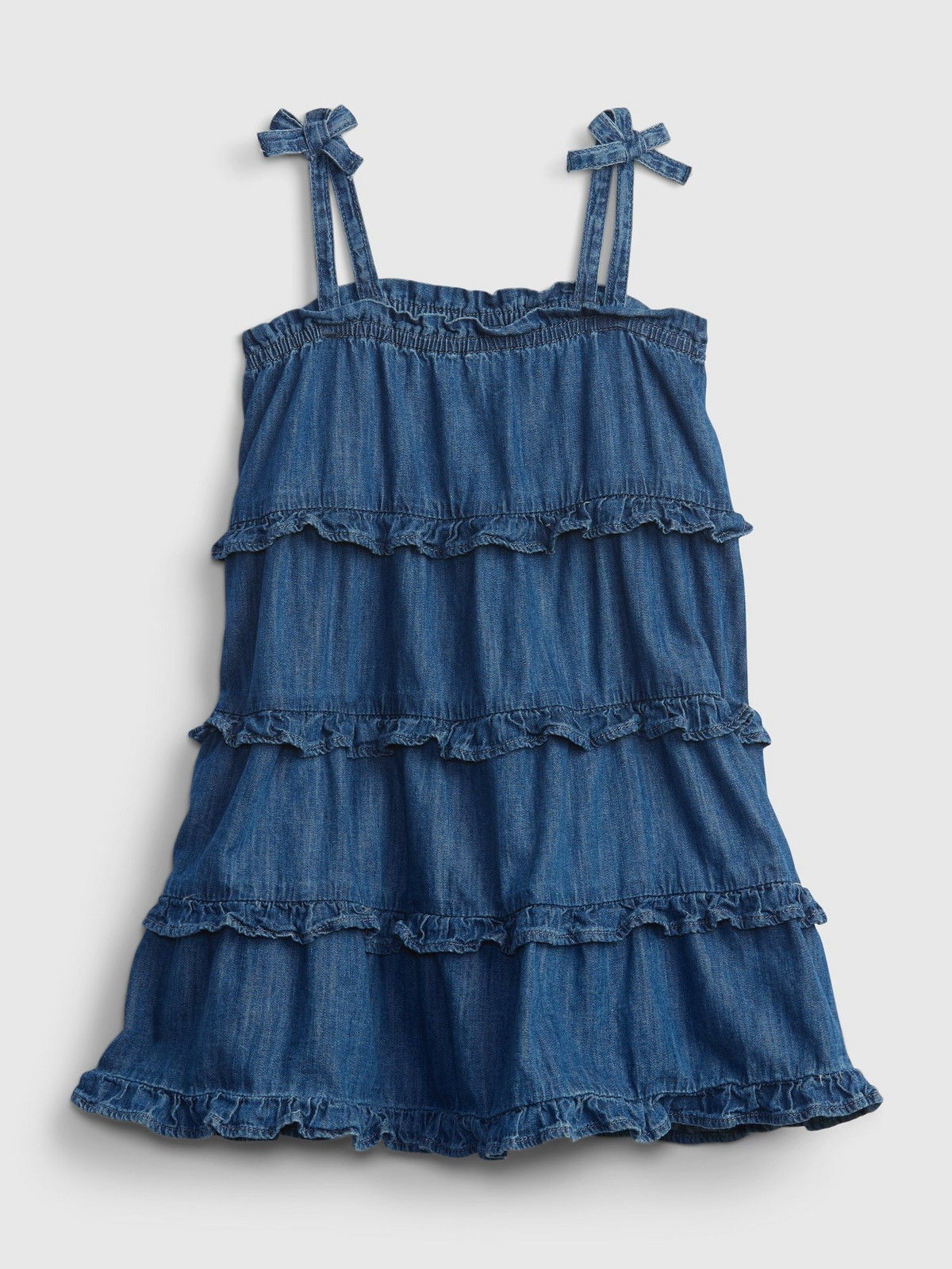 GAP Dětské šaty denim tiered dress - Holky