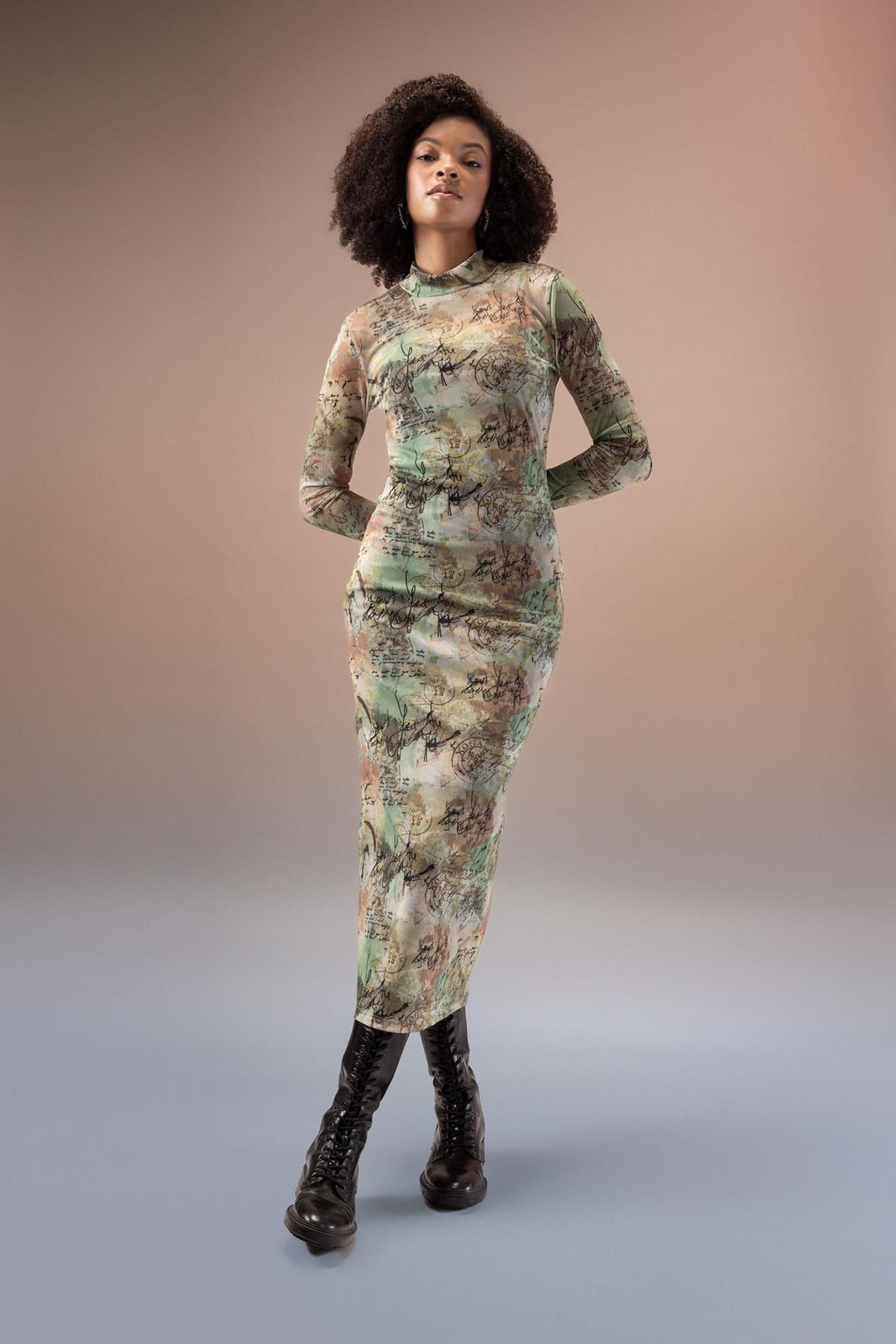 DEFACTO Bodycon Half Turtleneck Maxi Long Sleeve Dress