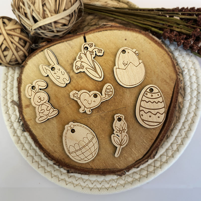 FK Dřevěné ozdoby k zavěšení - VELIKONOCE, Přírodní