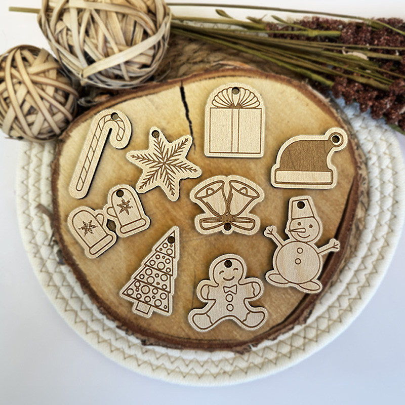 FK Dřevěné ozdoby k zavěšení - VÁNOCE, Přírodní