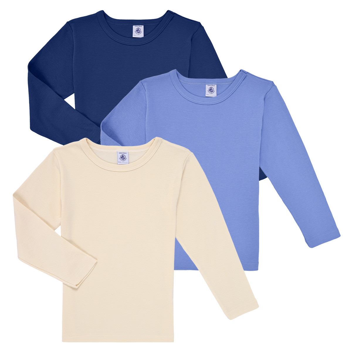 Petit Bateau  LOT MANCHES LONGUES X3  Tmavě modrá