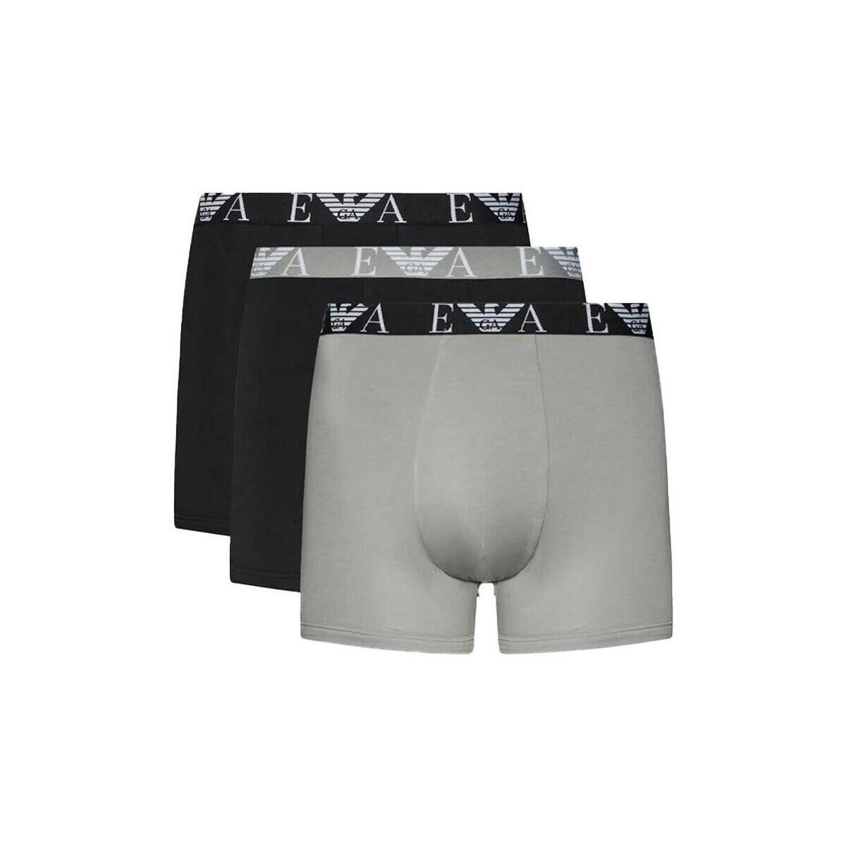 Emporio Armani  Underwear Three Pack Logo Boxers - Black/Stone  Modrá