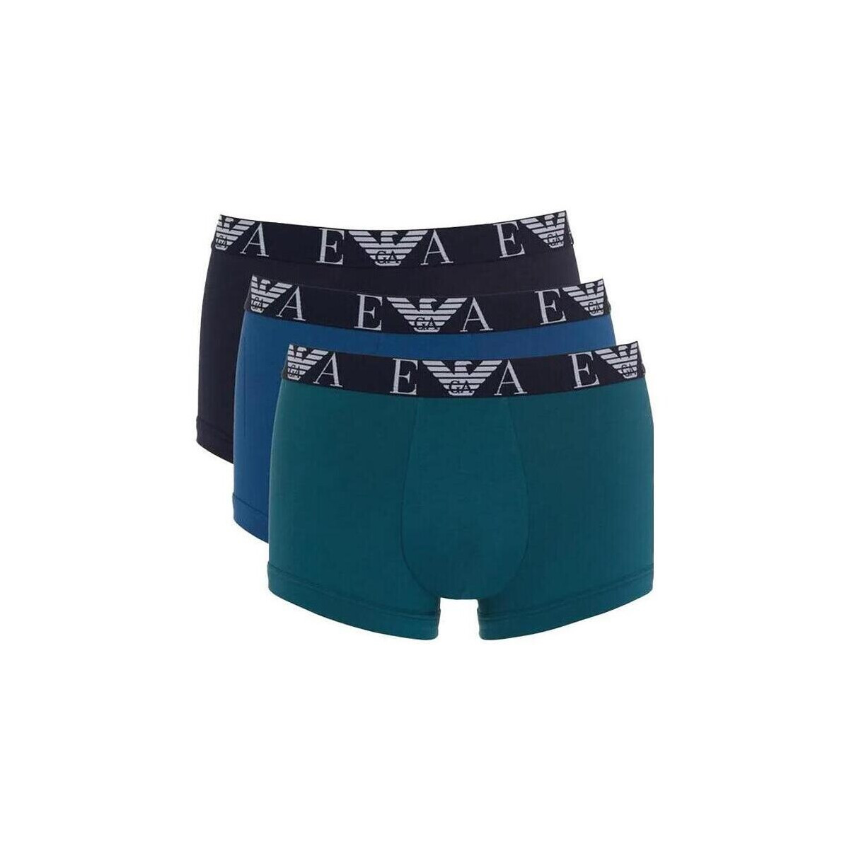 Emporio Armani  Three Pack Logo Trunks Green/Blue/Black  Modrá